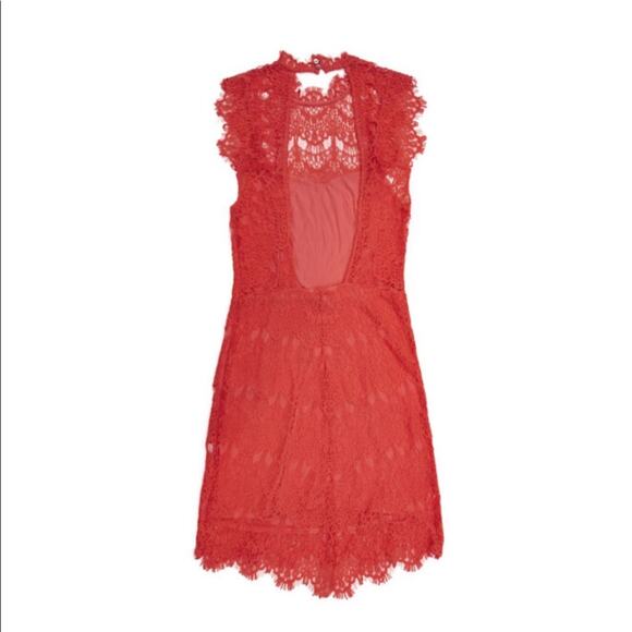 Free People Daydream Coral Bodycon Slip Lace Dress-L - Picture 3 of 6